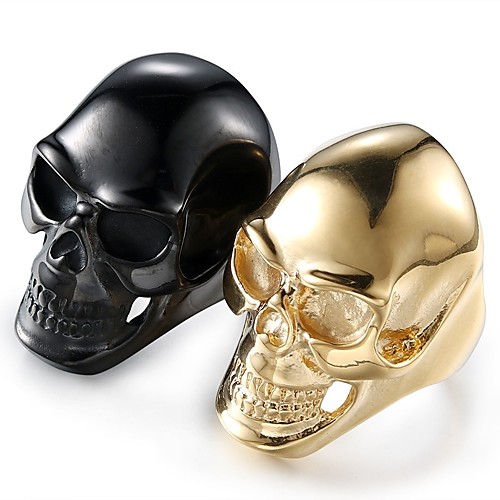 

Men's Ring 1pc Gold Black Titanium Steel irregular Stylish Vintage Punk Street Club Jewelry Vintage Style Sculpture Skull Cool