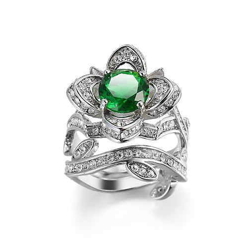 

Ring AAA Cubic Zirconia Classic White Green Copper Rhinestone Flower Ladies Stylish Classic 1pc 6 7 8 9 10 / Women's