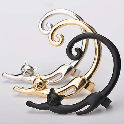 

Women's Ear Cuff Ear climbers Cat Animal Ladies Simple Earrings Jewelry Silver / Gold / Black For Going out Birthday 1pc