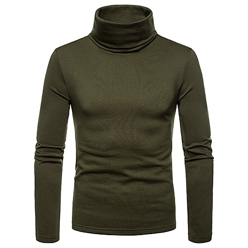

Men's T shirt Solid Colored Long Sleeve Daily Tops Black Wine Army Green