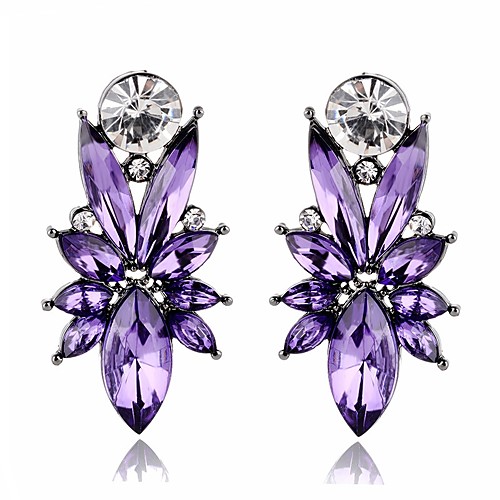 

Women's Synthetic Amethyst Stud Earrings Hollow Out Ladies Stylish Classic Elegant Blinging Earrings Jewelry Purple / Champagne / Dark Blue For Wedding Daily Masquerade Engagement Party Prom Promise