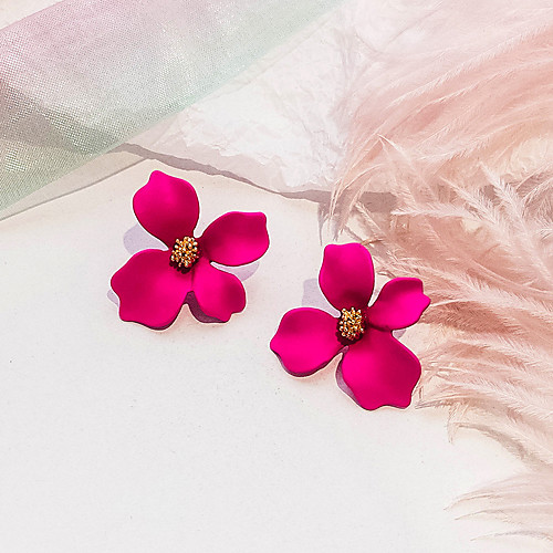 

Women's Stud Earrings Retro Flower Ladies Elegant Fashion European everyday Sweet Earrings Jewelry Yellow / Pink / Green For Party Daily 1 Pair