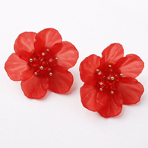 

Women's Stud Earrings Classic Flower Ladies European Sweet Fashion Earrings Jewelry Black / Red / Blue For Causal Daily 1 Pair