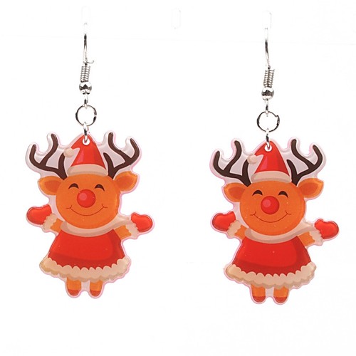 

Women's Drop Earrings 3D Elk Ladies Simple Earrings Jewelry Orange For Christmas 1 Pair