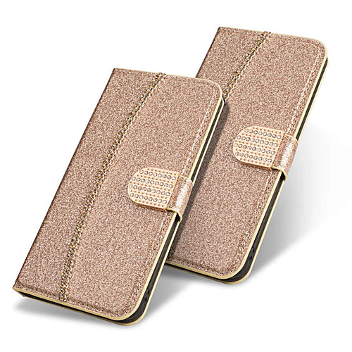 

Phone Case For Apple Full Body Case Leather Wallet Card iPhone 12 Pro Max 11 SE 2020 X XR XS Max 8 7 6 Wallet Card Holder Flip Solid Color Glitter Shine Hard PU Leather