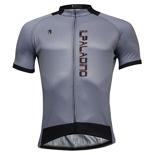

ILPALADINO Men's Short Sleeve Cycling Jersey Summer Coolmax Polyester Gray Solid Color Bike Jersey Top Mountain Bike MTB Road Bike Cycling Quick Dry Back Pocket Sports Clothing Apparel / Stretchy