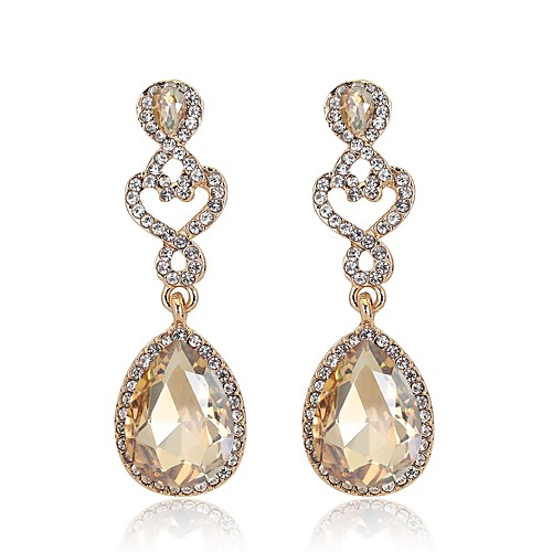 

Women's Sapphire Citrine Drop Earrings Dangle Earrings 3D Pear Ladies Simple Fashion Classic Rhinestone Gold Plated Earrings Jewelry Blue / Champagne / Silver For Wedding Street Daily Masquerade