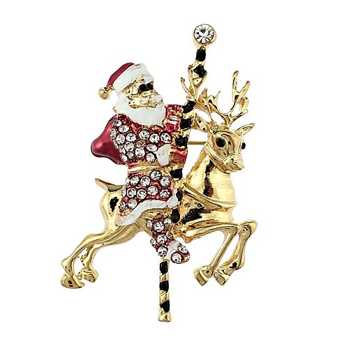 

Women's Brooches Classic Santa Suits Ladies Stylish Classic Rhinestone Brooch Jewelry Gold For Christmas