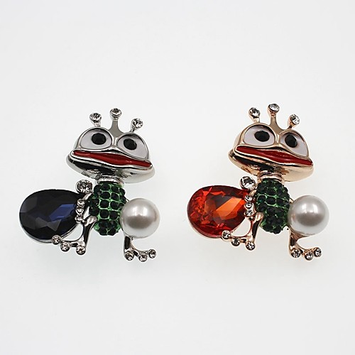 

Women's Synthetic Amethyst Brooches 3D Animal Ladies Cartoon Imitation Pearl Rhinestone Brooch Jewelry Gold Silver For Daily
