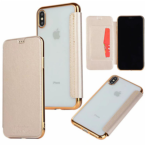 

Кейс для Назначение Apple iPhone XR / iPhone XS Max Бумажник для карт / Покрытие / Флип Чехол Однотонный Твердый Кожа PU для iPhone XS / iPhone XR / iPhone XS Max