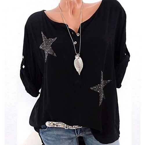 

Women's Plus Size Geometric Loose T-shirt Basic Daily White / Black / Blue / Red / Blushing Pink / Green / Gray