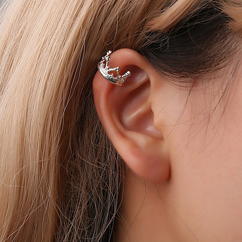 

Women's Clip on Earring Ear Cuff Helix Earrings Hollow Out Crown Ladies Simple Korean Cute Small Earrings Jewelry Gold / Black / Silver For Gift Daily Street 1pc