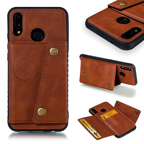 

Case For Huawei Huawei P20 / Huawei P20 lite Card Holder / Shockproof Back Cover Solid Colored Hard PU Leather