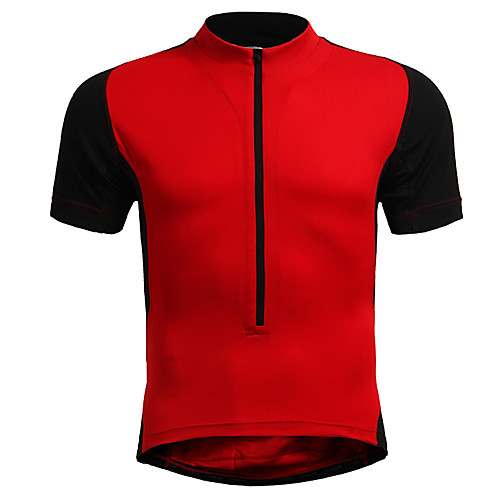 

Jaggad Men's Short Sleeve Cycling Jersey Black Black / Orange Red Plus Size Bike Jersey Mountain Bike MTB Road Bike Cycling Breathable Sports Nylon Elastic Clothing Apparel / Stretchy