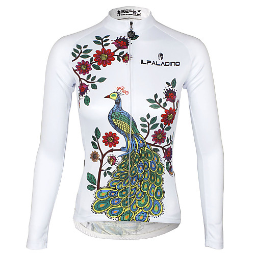 

ILPALADINO Women's Long Sleeve Cycling Jersey Winter Summer Polyester White Blue Purple Peacock Plus Size Bike Jersey Top Mountain Bike MTB Road Bike Cycling Ultraviolet Resistant Quick Dry Breathable