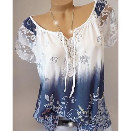 

Women's Shirt Tie Dye Plus Size Short Sleeve Daily Tops White Red Blushing Pink