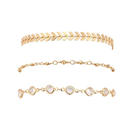 

3pcs Women's Chain Bracelet Stylish Creative Ladies Tropical British Stone Bracelet Jewelry Gold For Office & Career Festival