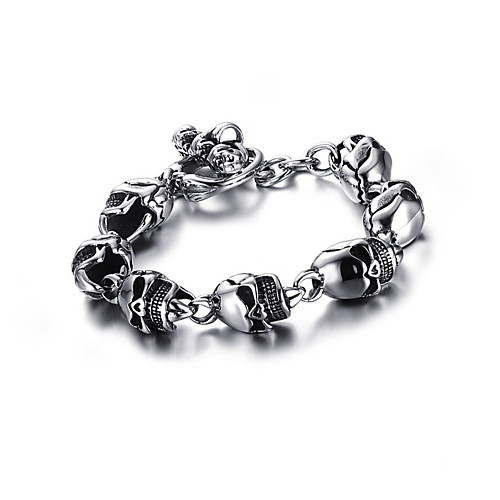 

Men's Vintage Bracelet Link / Chain Skull Punk European Titanium Steel Bracelet Jewelry Silver For Street / Platinum Plated