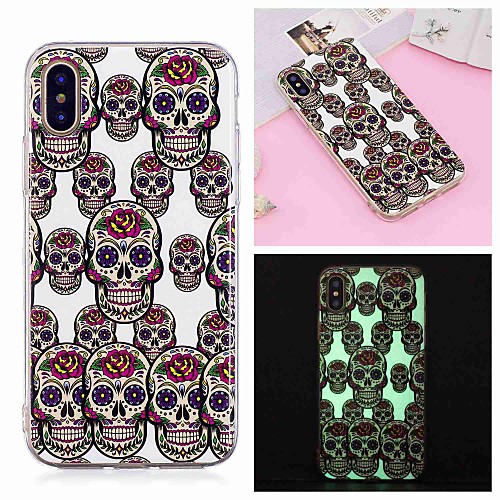 

Case For Apple iPhone XS / iPhone XR / iPhone XS Max Glow in the Dark / Pattern Back Cover Skull Soft TPU