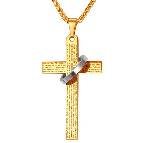 

Men's Pendant Necklace Classic Cross Circle Cross Vintage Classic faith Stainless Steel Blue Silver Gold Black 55 cm Necklace Jewelry 1pc For Gift Daily