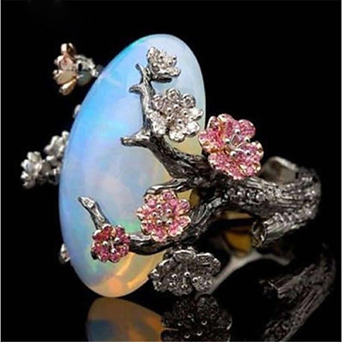 

Band Ring Synthetic Opal Retro Black Copper Stone Flower Ladies Asian Elegant 1pc 5 6 7 8 9 / Women's / Statement Ring