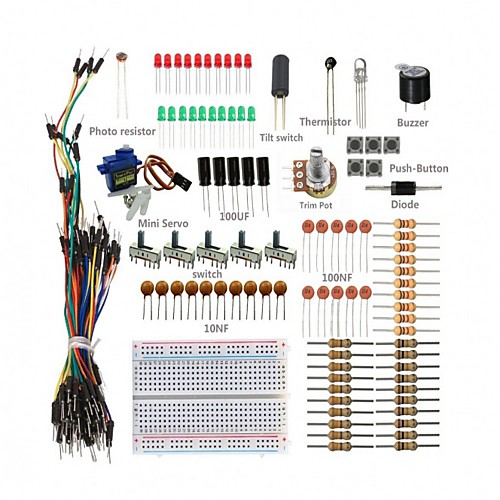 

основной стартовый комплект / макет проводов перемычки цвет светодиодный резистор зуммер для arduino uno r3 mega2560 mega328 nano