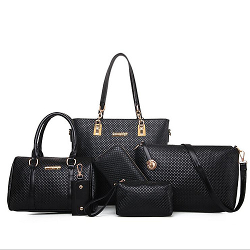 

Women's Bags PU Bag Set 6 Pieces Purse Set Zipper Daily Bag Sets Black Blue Gold Beige