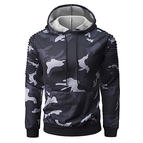 

Men's Plus Size Hoodie Camo / Camouflage Hooded Active Casual Hoodies Sweatshirts Slim Green Black