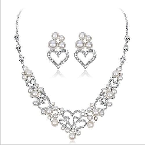 

Women's Freshwater Pearl Bridal Jewelry Sets Classic Heart Ladies Fashion Earrings Jewelry White For Party Wedding 1 set