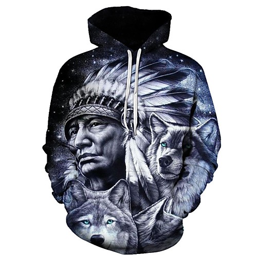 

Men's Plus Size Hoodie 3D Print Hooded Daily Hoodies Sweatshirts Long Sleeve Loose Gray / Fall / Winter