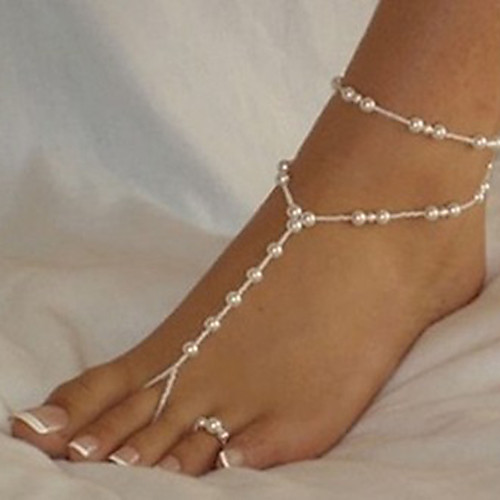 

Women's Barefoot Sandals Beads Romantic Imitation Pearl Anklet Jewelry White For Street Going out