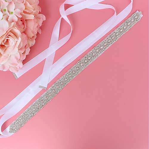 

Satin / Tulle Wedding / Special Occasion Sash With Crystals / Rhinestones Women's Sashes