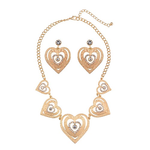 

Women's Necklace Earrings Hollow Out Heart Ladies Stylish Classic Rhinestone Earrings Jewelry Gold / Silver For Wedding Engagement 1 set