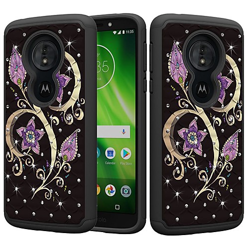 

Case For Motorola MOTO G6 / Moto G6 Play / Moto E5 Play Shockproof / Rhinestone / Pattern Back Cover Rhinestone / Flower Hard PC