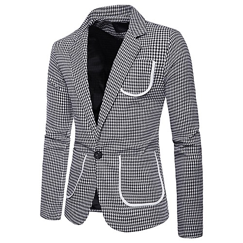 

Men's Blazer Going out Weekend Basic Streetwear Houndstooth Regular Fit Polyester Men's Suit Green / White / Red - Notch lapel collar / Sequins / Fall / Spring / Long Sleeve