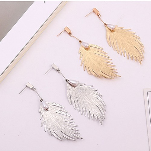 

Women's Drop Earrings 3D Leaf Ladies Stylish Simple Imitation Pearl Earrings Jewelry Gold / Silver For Daily 1 Pair