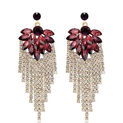 

Women's Synthetic Amethyst Drop Earrings Leaf Ladies Stylish Classic Rhinestone Earrings Jewelry Gold For Daily 1 Pair