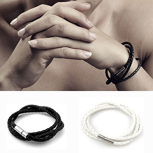 

Men's Wrap Bracelet Leather Bracelet woven Magnetic Cheap Basic Fashion Paracord Bracelet Jewelry White / Black / Coffee For Casual Daily Sports