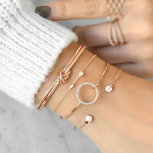 

4pcs Women's Cubic Zirconia Bracelet Bangles Cuff Bracelet Twisted Arrow Knot Ladies Simple Casual / Sporty everyday Boho Rhinestone Bracelet Jewelry Silver / Gold For Street Gift Daily Ceremony