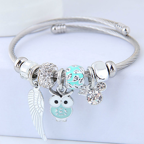 

Women's Charm Bracelet Thick Chain Owl Wings Ladies Fashion European Sweet Rhinestone Bracelet Jewelry Light Purple / Pink / Gray For Party Birthday