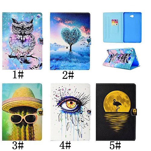 

Case For Samsung Galaxy Tab 4 10.1 / Tab S3 9.7 / Tab A 9.7 Card Holder / with Stand / Flip Full Body Cases Flamingo / Oil Painting / Owl Hard PU Leather