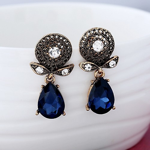 

Women's Synthetic Sapphire Drop Earrings 3D Pear Ladies Stylish Classic Rhinestone Earrings Jewelry Gold For Daily 1 Pair