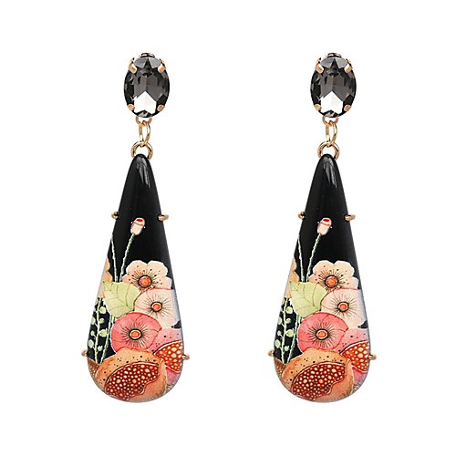 

Women's Drop Earrings Dangle Earrings Long Ladies Elegant Ethnic Sweet Resin Earrings Jewelry Black For Gift Ceremony 2pcs