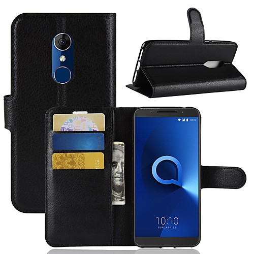

Кейс для Назначение Alcatel Alcatel 3 / Alcatel 1 Кошелек / Бумажник для карт / Флип Чехол Однотонный Твердый Кожа PU для Alcatel 5044r / Alcatel 3 / Alcatel 3C