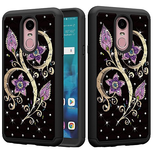 

Case For LG LG Stylo 4 / LG K10 2018 / LG K10 (2017) Shockproof / Rhinestone / Pattern Back Cover Rhinestone / Flower Hard PC / LG G6