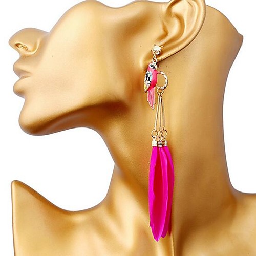 

Women's Drop Earrings 3D Parrot Ladies Stylish Classic Feather Earrings Jewelry Fuchsia / Dark Blue For Daily 1 Pair
