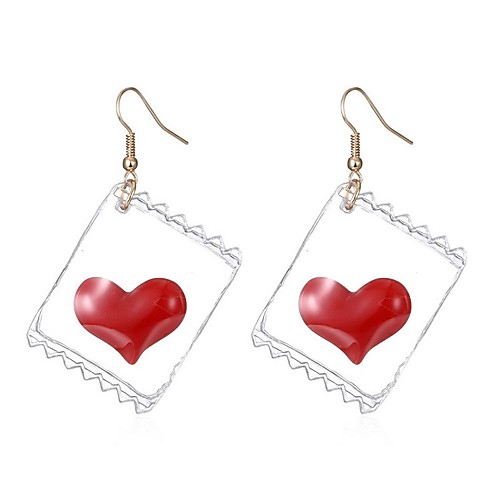 

Women's Drop Earrings 3D Heart Ladies Stylish Simple Resin Earrings Jewelry Red For Daily 1 Pair