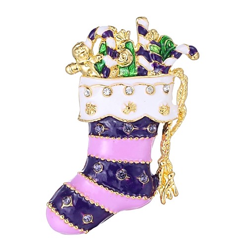 

Women's Brooches 3D Shoe Ladies Simple Rhinestone Brooch Jewelry Purple For Christmas