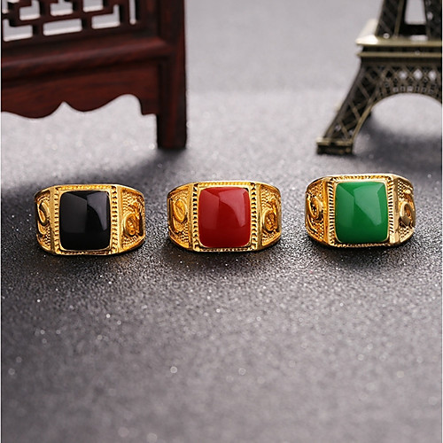 

Ring Onyx 3D Black Red Green Alloy Hyperbole 1pc Adjustable / Men's