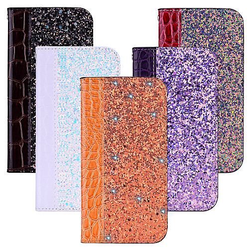 

Phone Case For Motorola Full Body Case Leather Flip MOTO G6 Moto G6 Play Moto G5s Plus Moto G5s Moto E5 Moto E4 Plus Moto C plus Moto C Card Holder with Stand Flip Glitter Shine Hard PU Leather